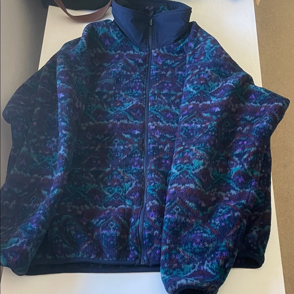 Men's Blue and Purple Fleece Jacket